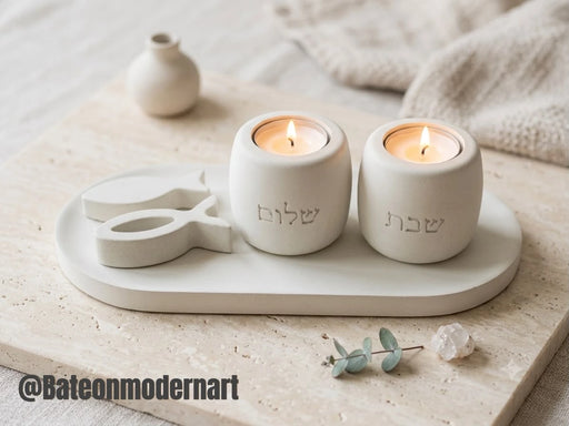 תבנית פמוט שבת שלום - מעוצבת 